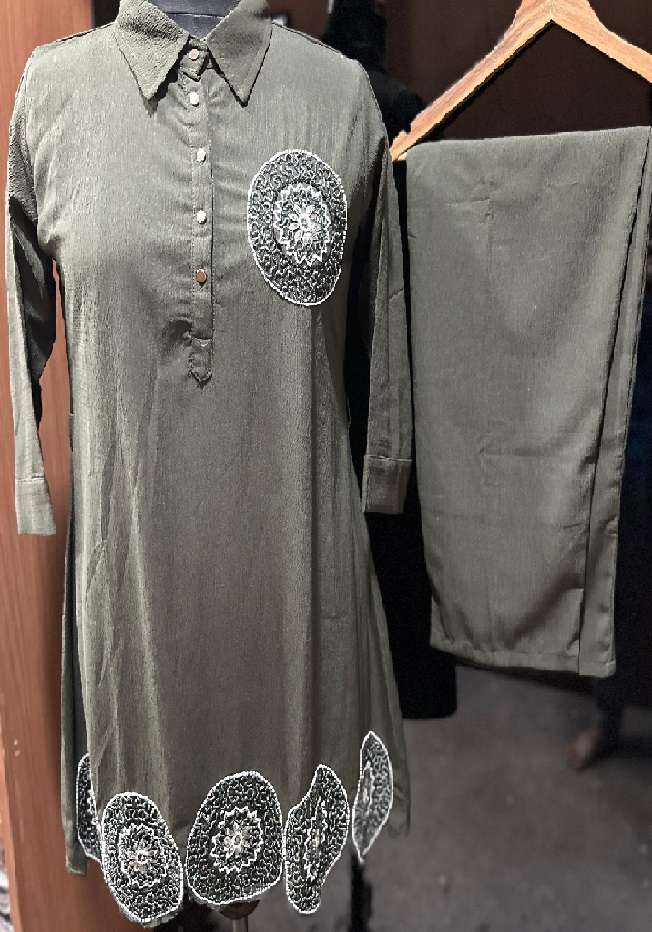 ARMY GREEN SHADE IMPORTED PREMIUM CO-ORD SETS BY READY WEAR